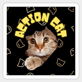 Action Cat funny Design Magnet